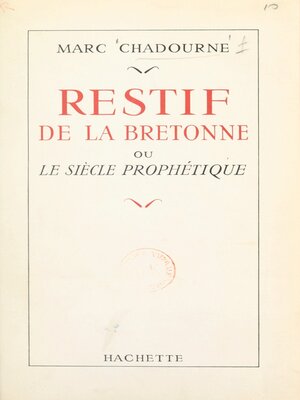 cover image of Restif de la Bretonne